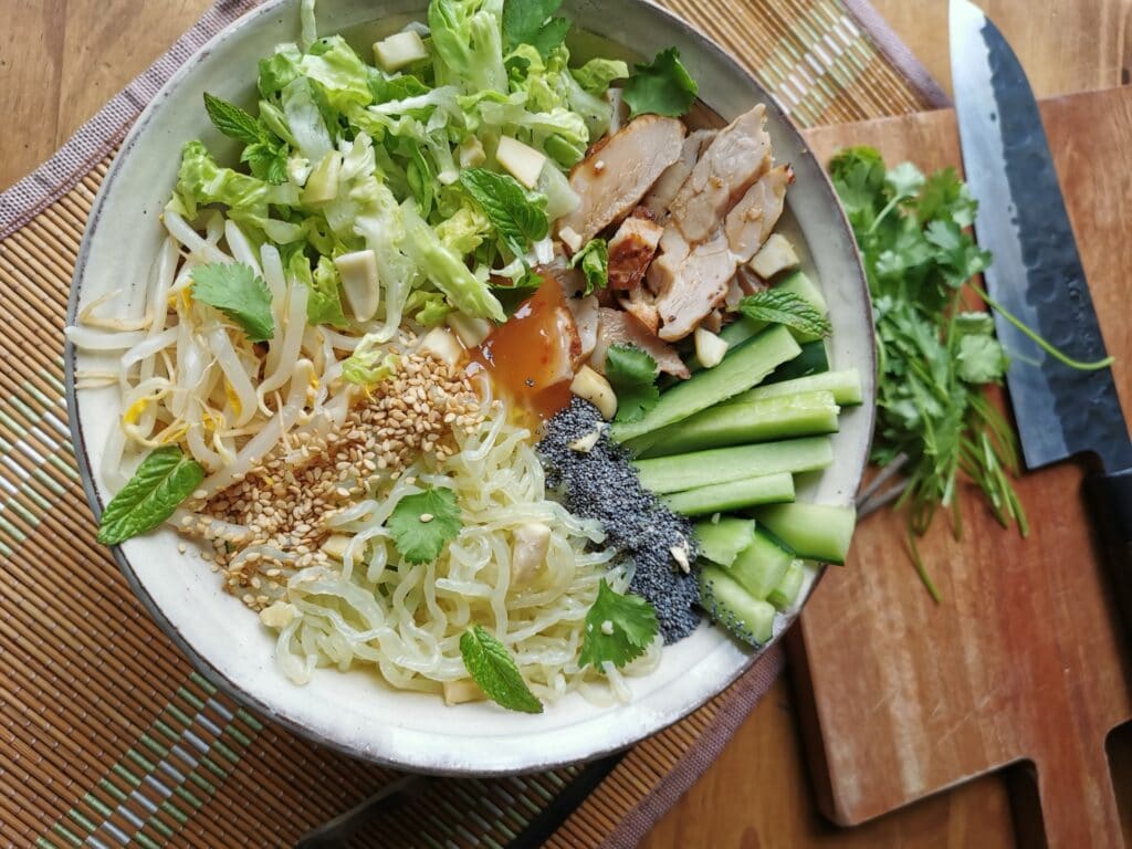 Salade asiatique préparation
